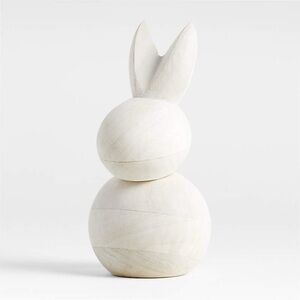 Crate & Barrel Small Wooden Bunny Decorative Sculpture 6”
